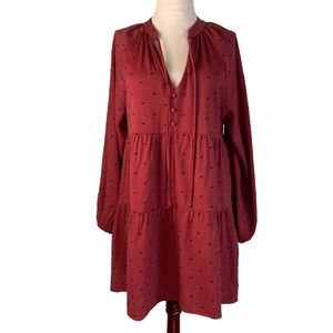 Zara Tiered Ruffle V Neck Dress Raised Dot size S